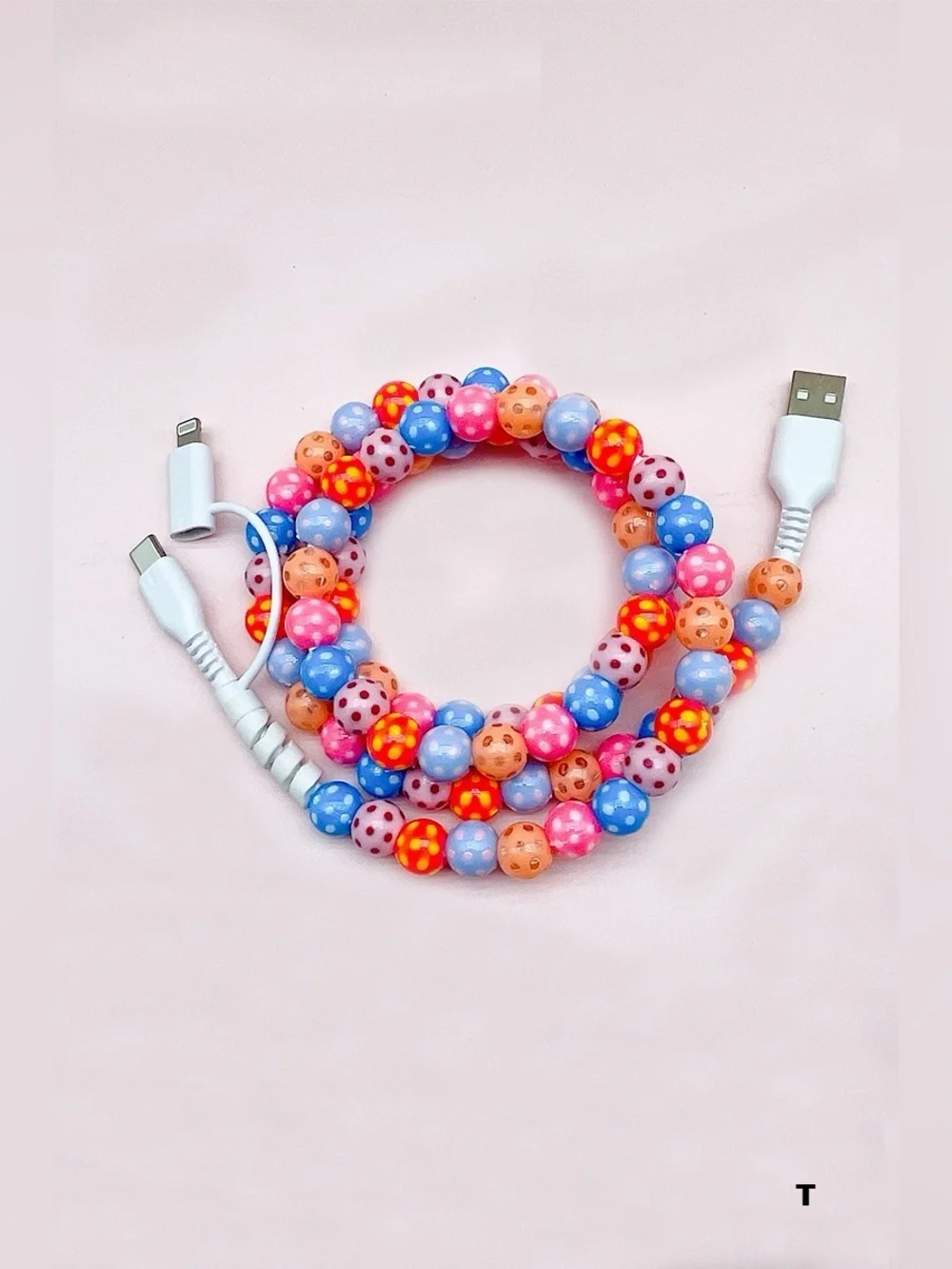 TIK TOK BEADED DUAL USB FAST CHARGING CABLE